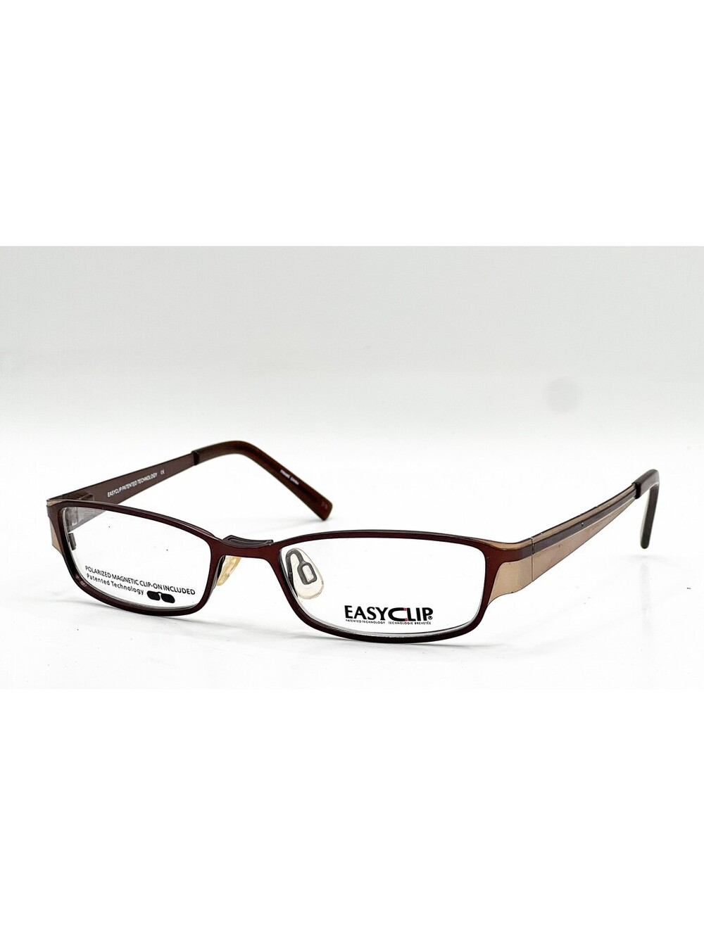 Easyclip Q4084 010 Satin Dark Brown Authentic Eyeglasses W/ Clip 48-16-135